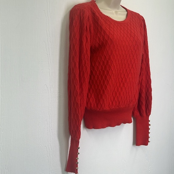 Lilly Pulitzer - Jacquetta Gold Button Sleeves Scalloped Neck Sweater Size Small - Picture 4 of 13